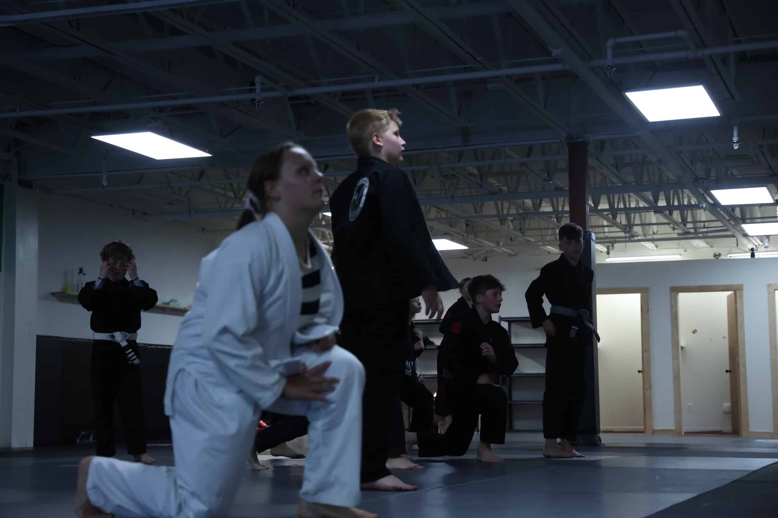 Carlson Gracie Grand Rapids young BJJ students practicing Jiu-Jitsu drills.