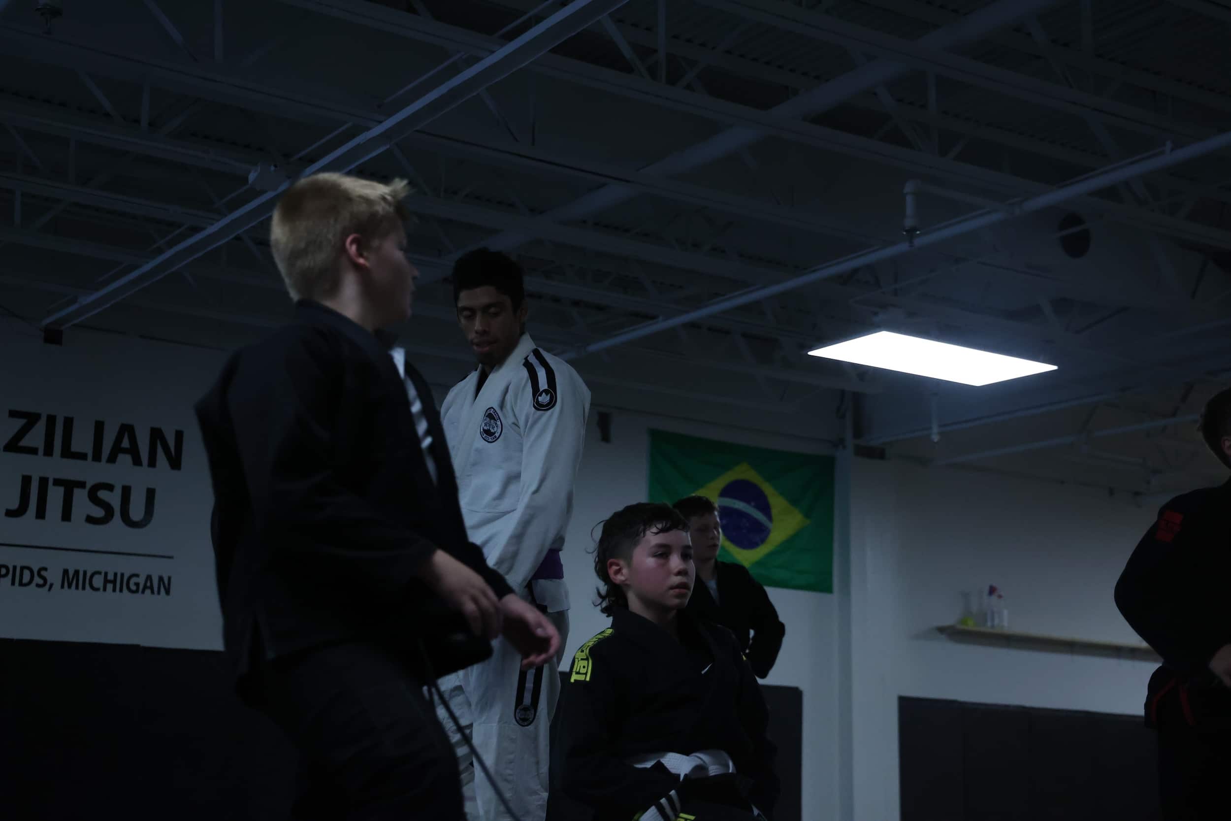 Carlson Gracie Grand Rapids young BJJ students practicing Jiu-Jitsu drills.