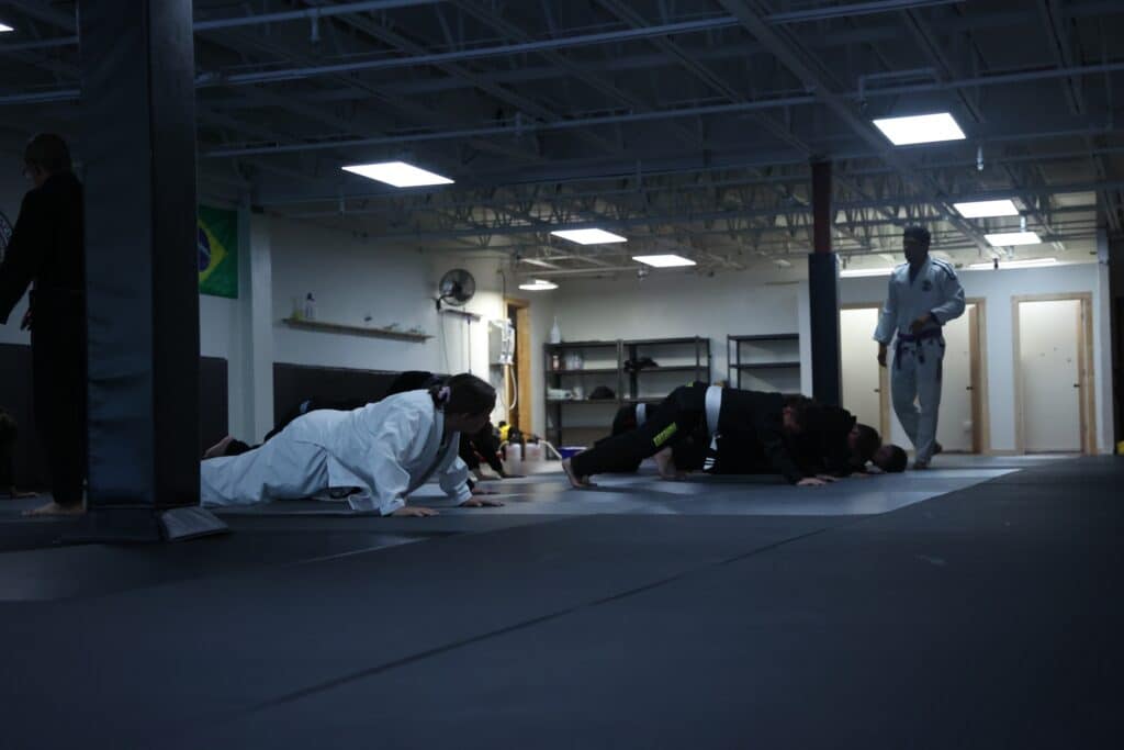 Carlson Gracie Grand Rapids young BJJ students practicing Jiu-Jitsu drills.